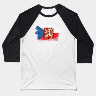 Czech Prague flag - grunge brick stone Baseball T-Shirt